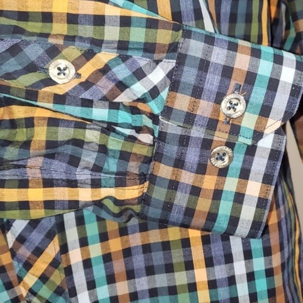 JARED LANG Plaid Button Front Shirt size L - Picture 5 of 9
